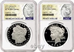 2 coin set 2025 proof morgan peace silver dollars ngc pf70 uc fr mp presale