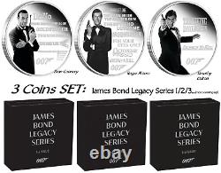 3-COIN-SET COIN JAMES BOND 007 LEGACY SERIES 1-2-3 ISSUE 3x 1oz SILVER PROOF $1