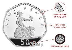 50 Years of the 50p 2019 UK 50p SILVER PROOF COIN BRAND NEW RELEASE 3500 WithWIDE