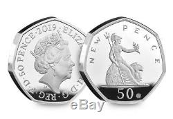 50 Years of the 50p 2019 UK 50p SILVER PROOF COIN BRAND NEW RELEASE 3500 WithWIDE