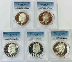 5 COIN SET 1971 S 1976 S Eisenhower Ike Silver Dollars PCGS PR69DCAM