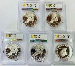 5 COIN SET 1971 S 1976 S Eisenhower Ike Silver Dollars PCGS PR69DCAM