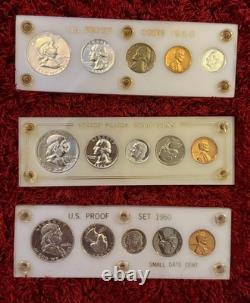 6- 1958,1959, 1960,1961,1962,1963US Silver Proof Sets in Holders-FREE SHIP