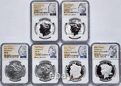 6 coin set 2023 morgan and peace silver dollars ngc ms pf rp 70 first releases