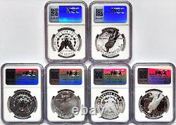 6 coin set 2023 morgan peace silver dollars ngc ms pf rp 70 first day of issue