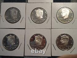 7 Coins 1992 1993 1994 1995 1996 1997 1998 PROOF 90% Silver Kennedy Half Dollars