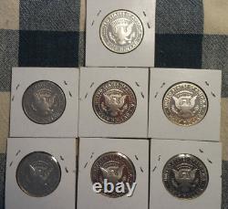 7 Coins 1992 1993 1994 1995 1996 1997 1998 PROOF 90% Silver Kennedy Half Dollars