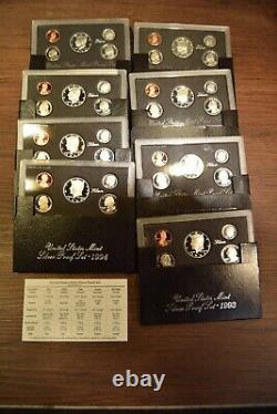 8 U. S. Mint SILVER Proof Set 5 Coins In U. S. Mint Holder With COA