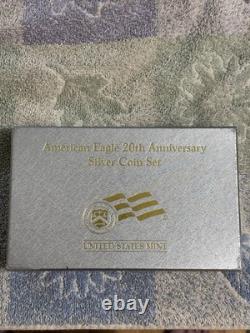 AMERICAN EAGLE 20th ANN. SILVER 3 COIN SET  PROOF / BURNISHED/ & REVERSE PROOF