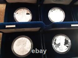 AMERICAN SILVER EAGLE PROOF SETS 1986 thru 2019, No 2009. Boxes & COA 33 Coins