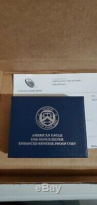 American Eagle 2019 S One Ounce Silver Enhanced Reverse Proof Coin coa #8759