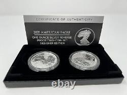 American Eagle 2021 One Ounce Silver Reverse Proof Two-Coin Set 21XJ US Mint Box