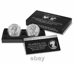 American Eagle 2021 One Ounce Silver Reverse Proof Two-Coin Set Designer IN HAND