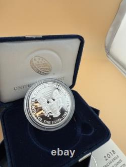 American Silver Eagle 2018 San Francisco Proof 1oz Silver Coin OGP With COA