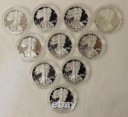 American Silver Eagle 34 Coin Proof Set 1986-2020 Gov Boxes & COA's