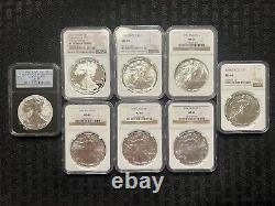American Silver Eagle NGC Lot of 8 1986 1987 1988 1996 1997 2013 2021 Proof