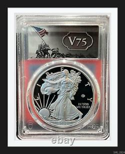American Silver Proof Eagle 2020 PCGS PR 70 V75 Privy WWII Anniversary D-Day