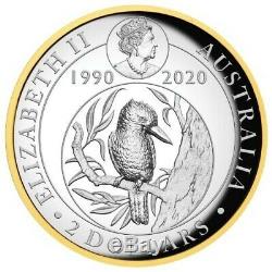 Australian Kookaburra 2020 2oz Silver Proof Gilded High Relief Coin IN HAND