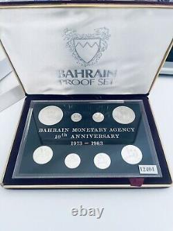BAHRAIN 8 Coins 1983 Sterling Silver Proof Set KM PS3