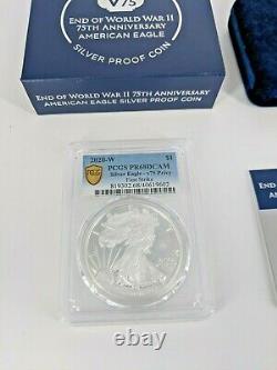 End of World War II 75th Anniversary American Eagle Silver Proof Coin V75 PCGS68