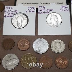 Estate Coin Lot US & Foreign 90% Silver Quarters Proof Set Exonumia Pcs