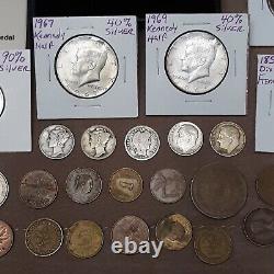 Estate Coin Lot US & Foreign 90% Silver Quarters Proof Set Exonumia Pcs