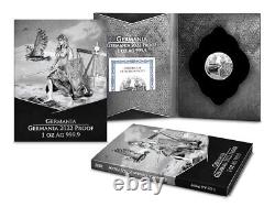 Germania 1 oz proof silver coin in blister pack 2022