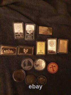 Gold and silver bars, coins