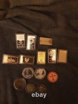 Gold and silver bars, coins