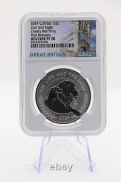 Great Britain Silver Lion & Eagle 1oz Proof PF70 NGC Privy Liberty Bell 2024