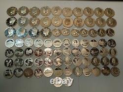 HUGE 90% SILVER PROOF LOT Halves & Quarters 80 SIlver Coins 1 Clad Coin