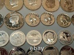 HUGE 90% SILVER PROOF LOT Halves & Quarters 80 SIlver Coins 1 Clad Coin