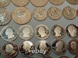 HUGE 90% SILVER PROOF LOT Halves & Quarters 80 SIlver Coins 1 Clad Coin