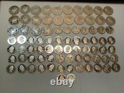 HUGE 90% SILVER PROOF LOT Halves & Quarters 80 SIlver Coins 1 Clad Coin