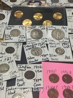 Huge Lot 400+ Coin/StampSilver/Mercury/Buffalo/Barber/1893/Indian/WL Halfmore+
