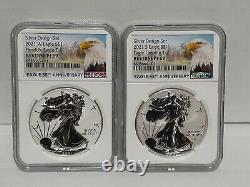 (IN HAND), 2021 NGC PF69 Reverse Proof American Silver Eagle Designer 2pc Set