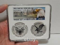 IN-HAND, 2021 NGC PF70 Reverse Proof American Silver Eagle Designer 2pc Set