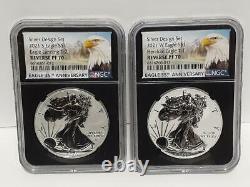 (IN-HAND), 2021 NGC PF70 Reverse Proof American Silver Eagle Designer (2pc Set)