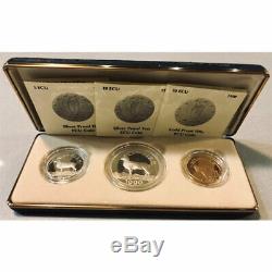 Ireland Eire Coin Silver and Gold 5 10 50 ECU 1990 Proof with Box Gold Silver