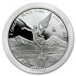 LIBERTAD MEXICO 2020 2 oz Proof Silver Coin in Capsule Mintage of 2,800
