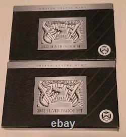 Lot Of 2 Two 2022 US Mint Silver Proof (10) Coin Set with OGP and COA