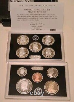 Lot Of 2 Two 2022 US Mint Silver Proof (10) Coin Set with OGP and COA