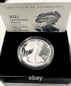 Lot of (3) Proof Silver Eagles 2021W T2, 2022W and 2023W in OGP with COA's