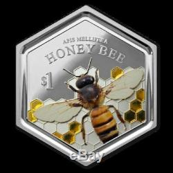 New Zealand 2016 Silver Dollar Proof Coin Honey Bee