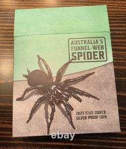 Niue 2023 Funnel Web Spider $10 5 Oz Pure Silver Proof Ultra High 3D Relief OGP Niue 2023 Funnel Web Spider $10 5 Oz Pure Silver Proof Ultra High 3D Relief OGP