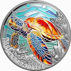 Niue 2025 GREEN SEA TURTLE-Natures Window $5 2 Oz Silver Proof Color-MINTAGE 500