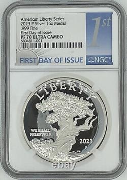 ON HAND! 2023 P NGC PF70 American Liberty One 1 OZ Silver Proof Medal FDOI