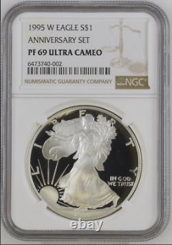 PF69 UCAM 1995-W American Silver Eagle Anniversary Set Graded NGC