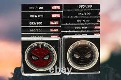 Pair. 999 Silver Coins (2)-1oz Niue Spiderman Fully Colorized Proof Like