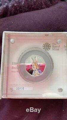 Peter Rabbit 2016 Silver Proof 50p Fifty Pence Beatrix Potter Coin COA 918